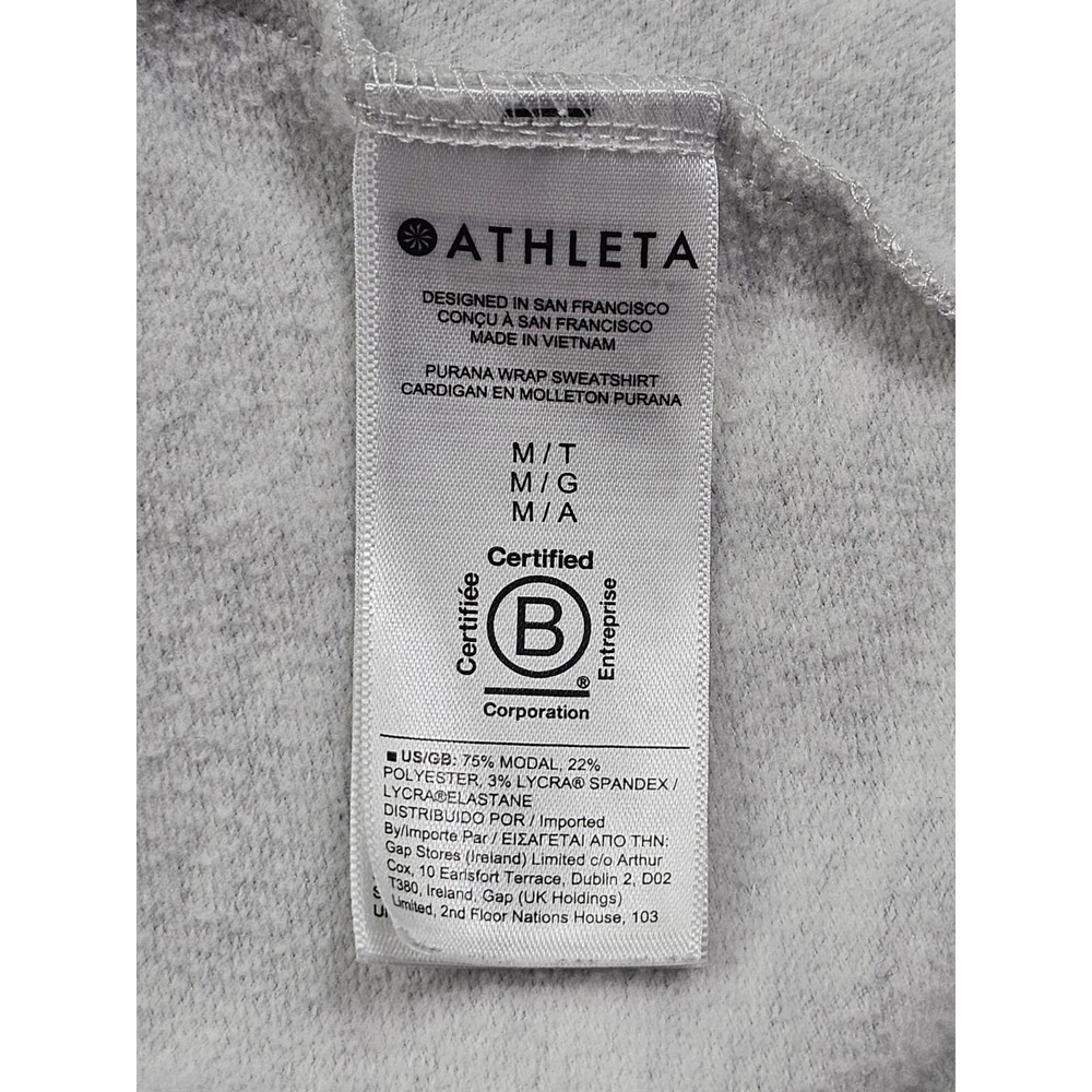 ATHLETA Purana Wrap Sweatshirt Med Hoodie Draped Pullover Modal Blend Light Gray - Picture 12 of 15